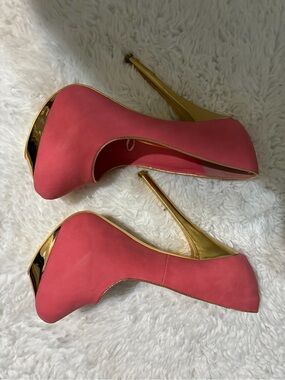 Shiekh Pink and Gold Stiletto Platform Pumps